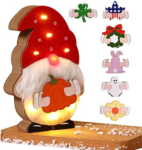 קישוטי חג המולד של Baaroo Gnome - DIY זוהר מעץ סנטה דמויות חסרות פנים קישוט | צעצועי שדון סקנדינביים